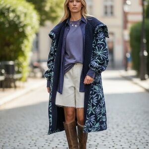 Free People This Love Cardigan Jacket NWT🔥Night Sky Combo Navy Long Boho XS